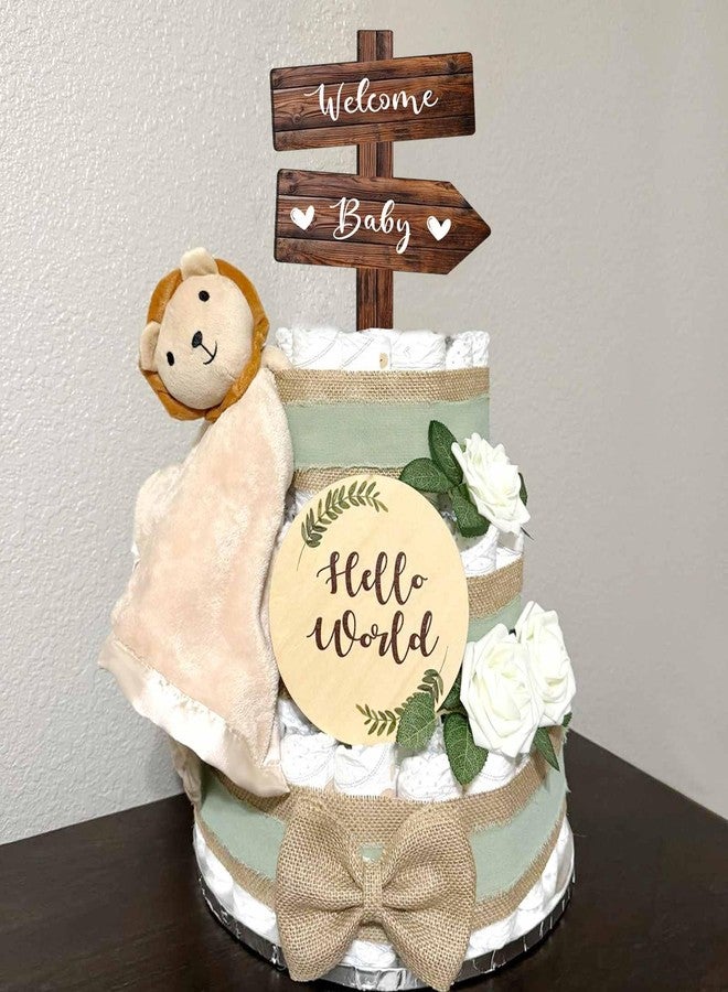 Senfaro Rustic Welcome Baby Cake Topper in Wood Boy or Girl Announcement Neutral Wooden Cake Decoration for Baby Shower, Gender Reveal Party Decorations - Image 5